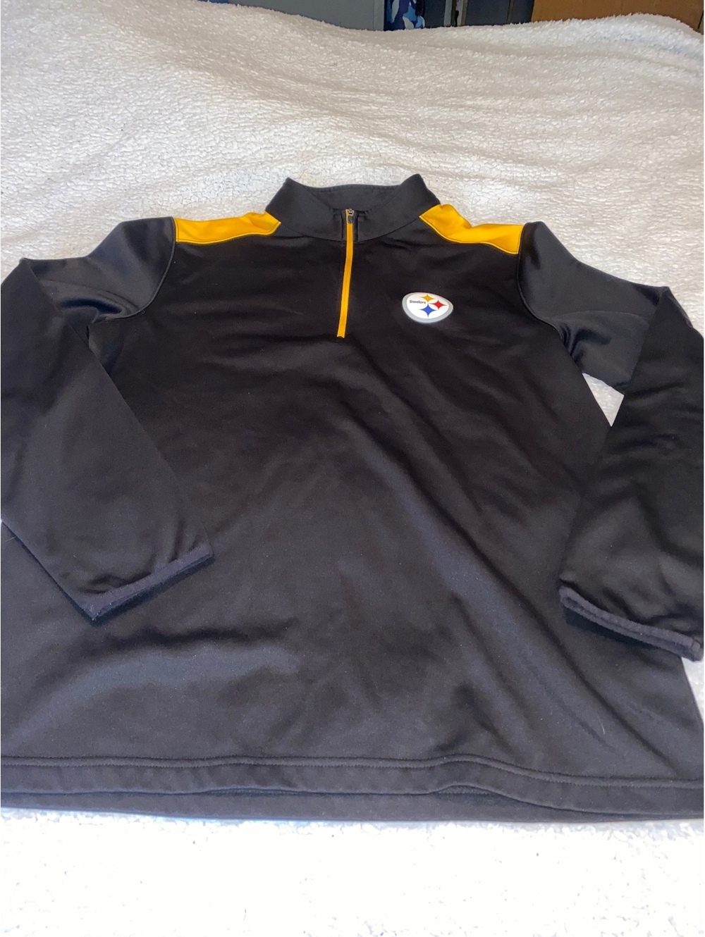 Pittsburgh Steelers NFL Team Apparel Men’s Large 1/4 Zip Pullover Black Gold